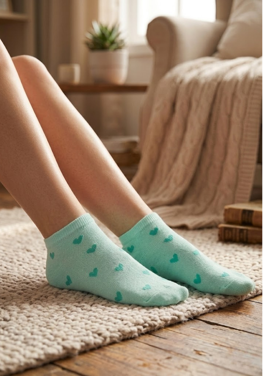 Mint Sorbet Heart Ankle Socks