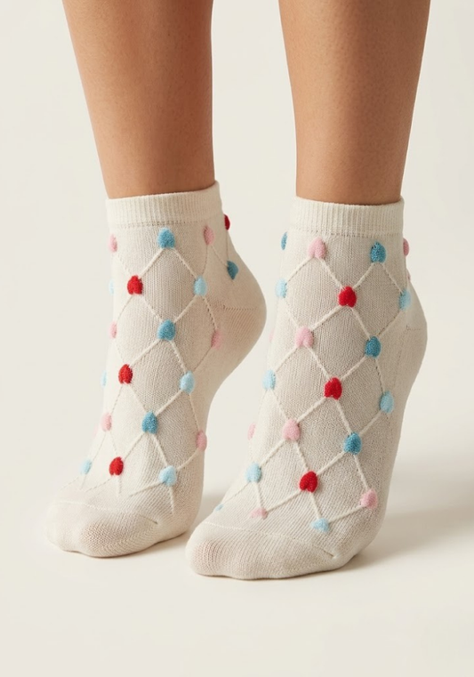Sweetheart Lattice Textured Ankle Socks