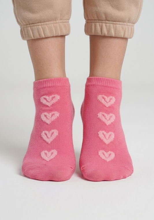Rosewood Geometric Heart Crew Socks