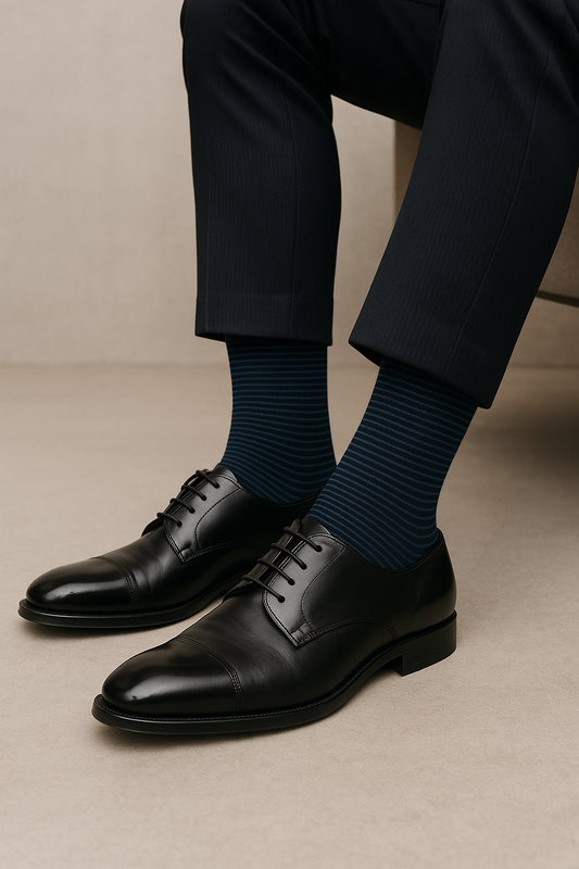 Midnight Navy Pinstripe Socks