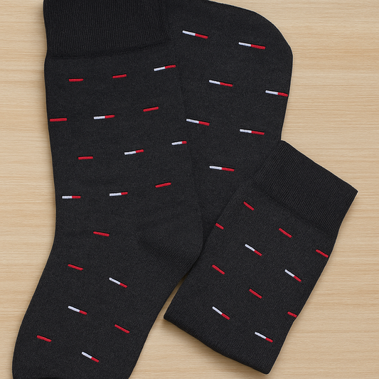 Charcoal Dash Pattern Socks