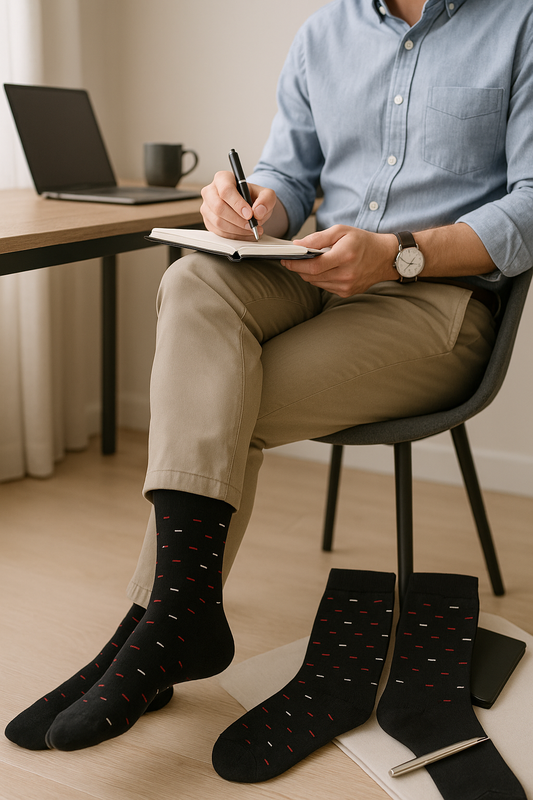 Black Patterned Dots Socks