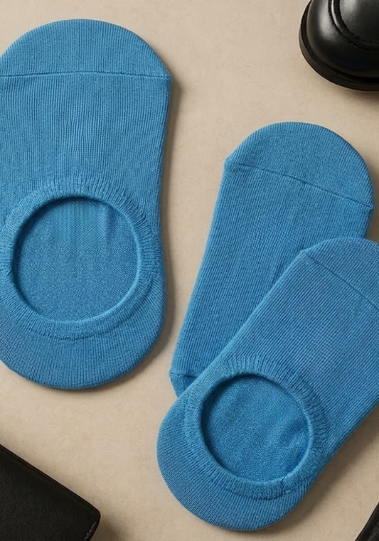 Men’s Invisible Loafer Socks Sky Blue Marl Comfort Fit