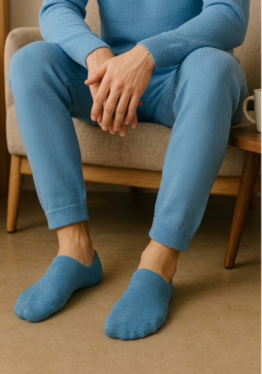 Men’s Invisible Loafer Socks Sky Blue Marl Comfort Fit
