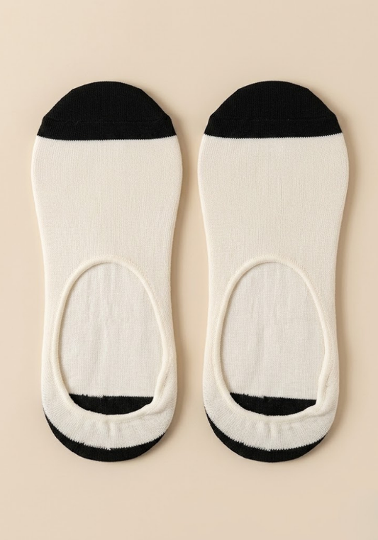 Cream & Black Two-Tone Liner Socks