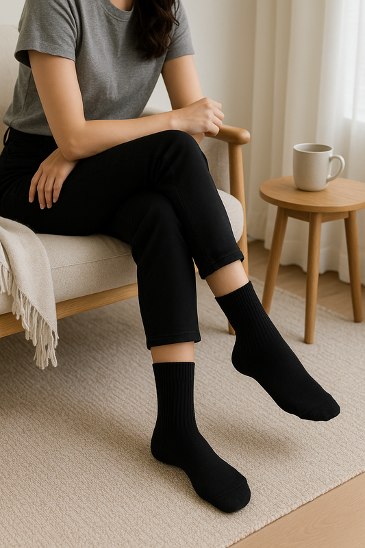 Black Wool Crew Socks