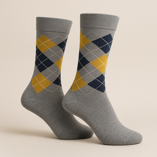 Grey Mustard Diamond Prestige Socks