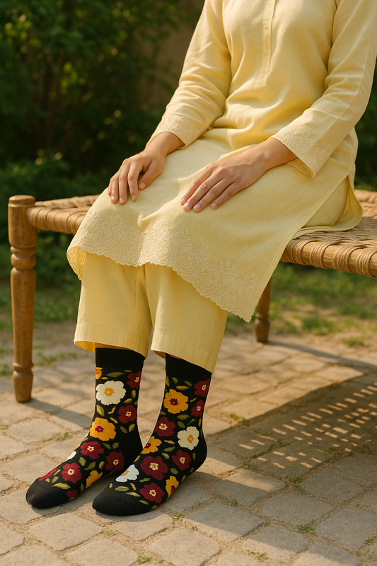 Midnight Bloom Floral Socks