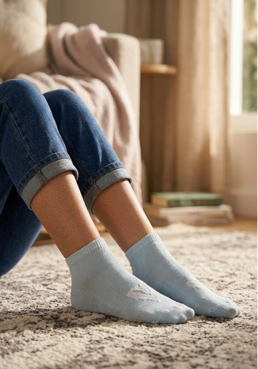 Sky Blue Graffiti Heart Ankle Socks