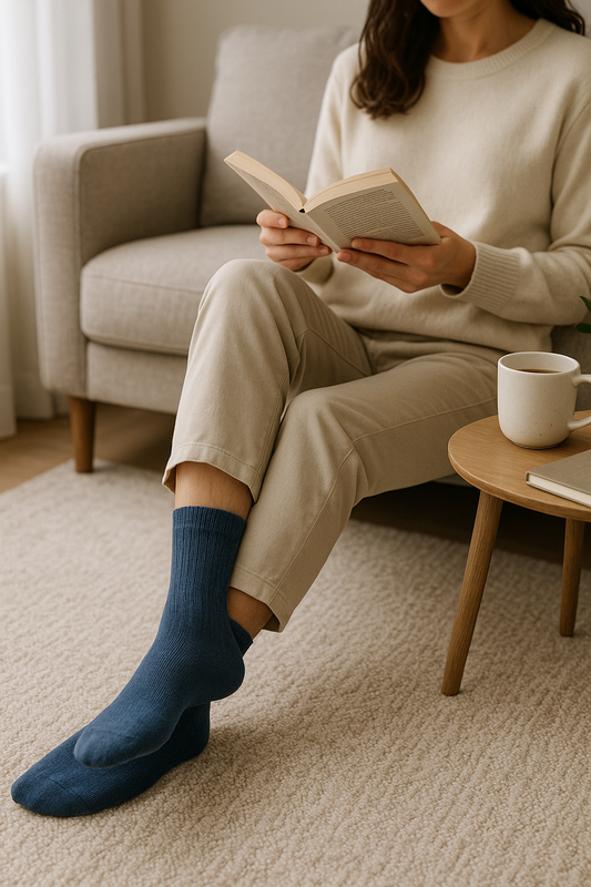 Blue Wool Crew Socks