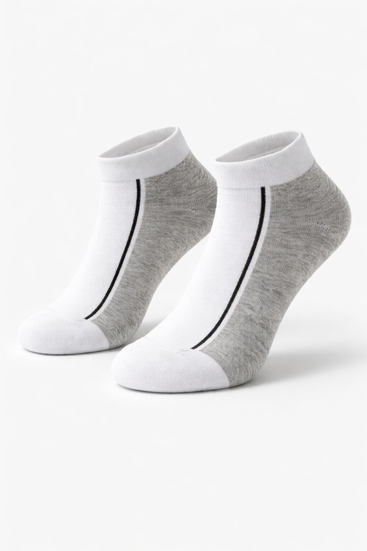 White & Grey with Black Stripe