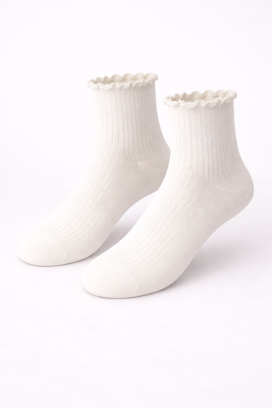 Pearl Lace Rib Ankle