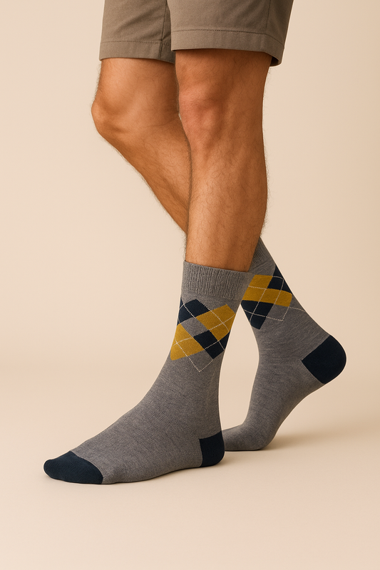 Grey Mustard Diamond Prestige Socks