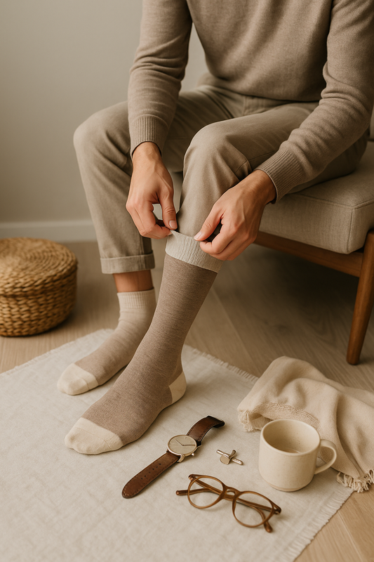 Ash Beige Contrast Socks