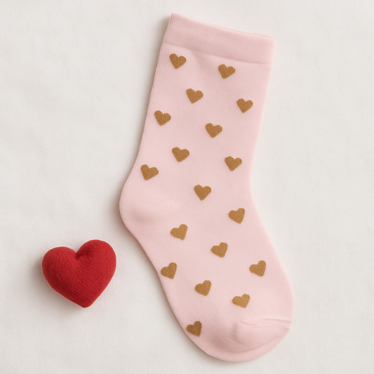 Pink Kids Socks with Heart Print