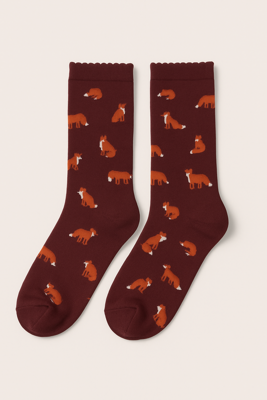 Foxy Fun Maroon Socks