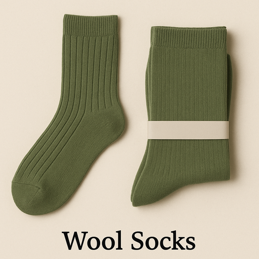Olive green Wool Crew Socks
