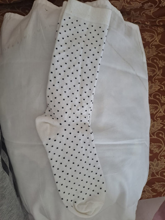 Classic White Micro-Dot Dress Socks