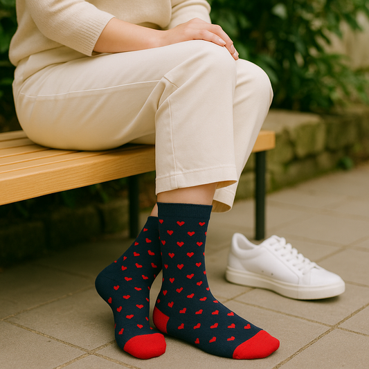 Navy Mini-Heart Socks