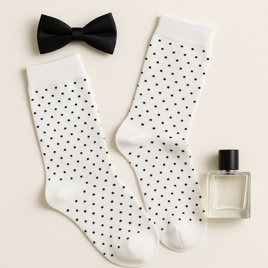 Classic White Micro-Dot Dress Socks