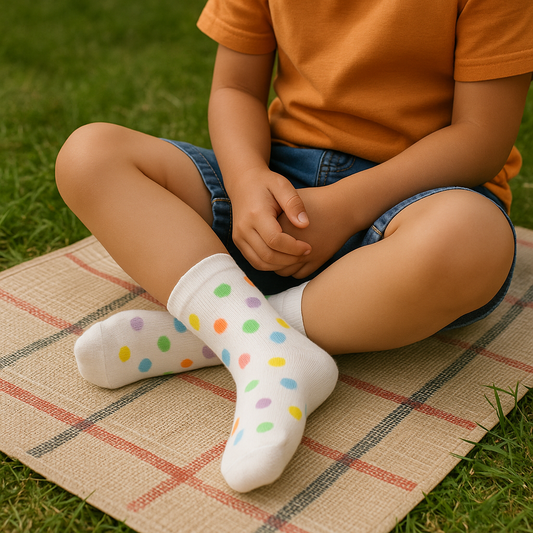 White Socks with Colorful Polka Dots