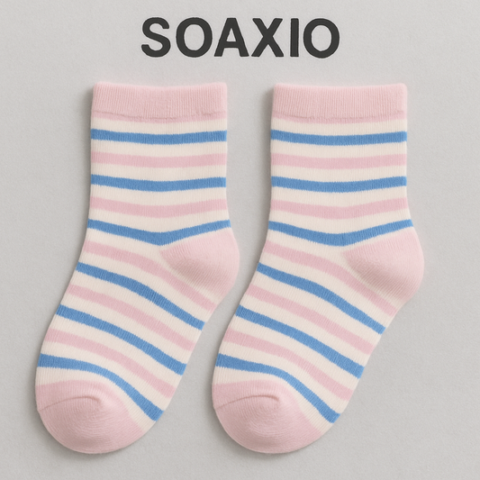 Kids Striped Pink & Blue Everyday Socks