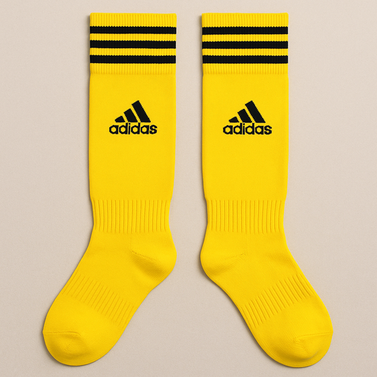 Adidas Yellow Soccer Socks with Black Stripes