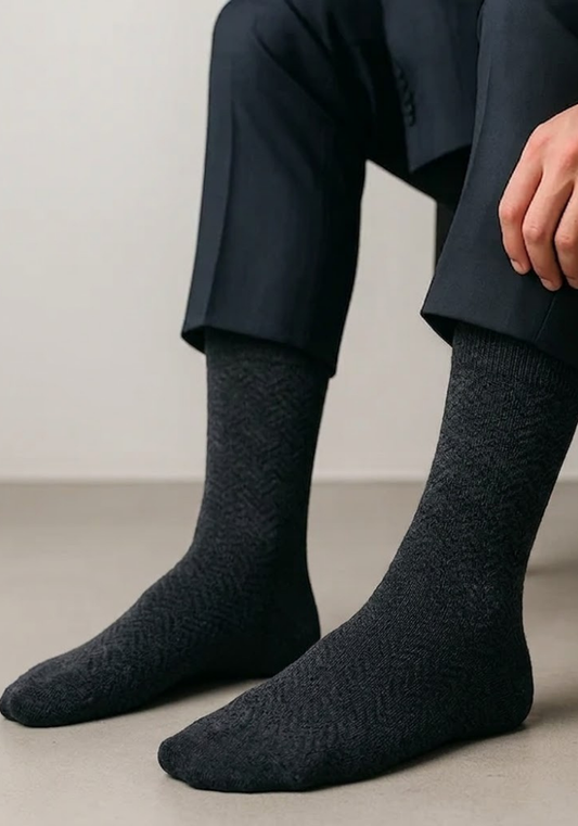 Charcoal Textured Crew Socks
