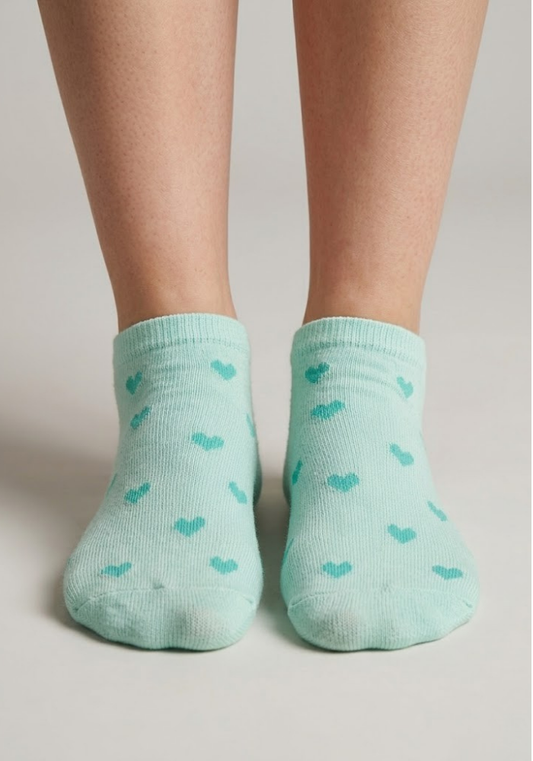 Mint Sorbet Heart Ankle Socks