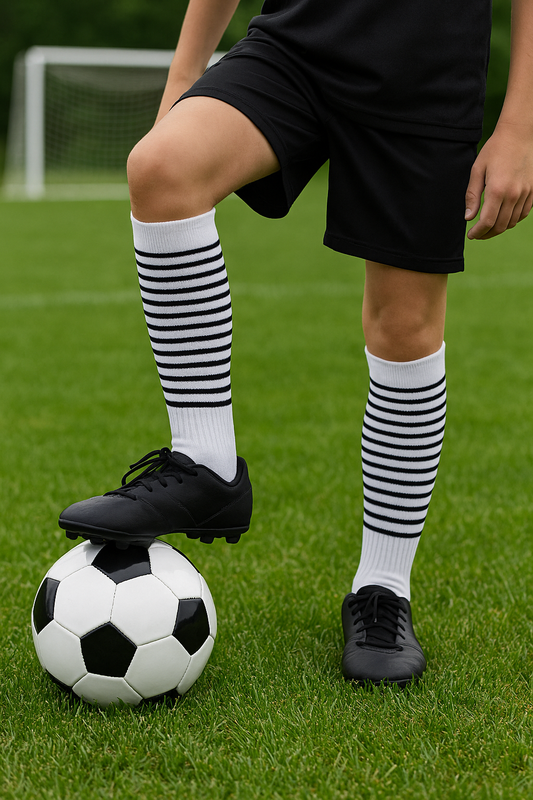 Soccer Socks (White with Black Stripes
