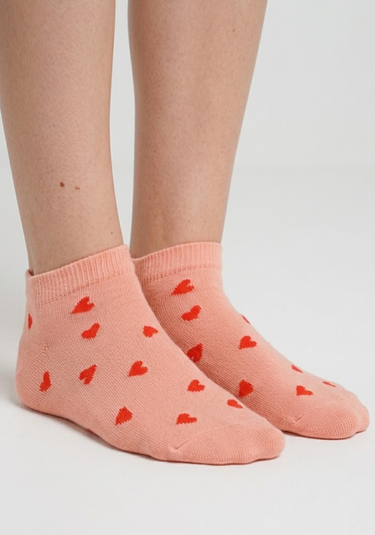Peach Sorbet Heart Ankle Socks
