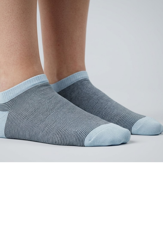 Sky Blue Micro-Stripe Ankle Socks