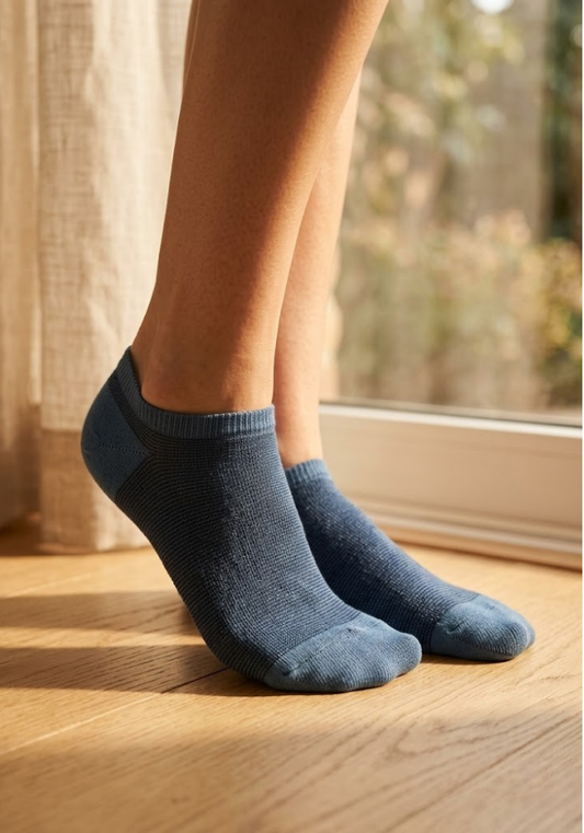 Denim Blue Heathered Ankle Socks