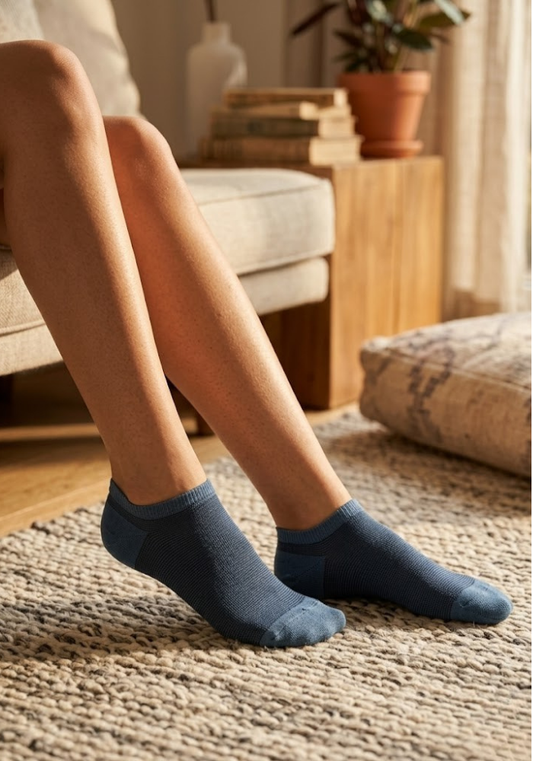 Denim Blue Heathered Ankle Socks