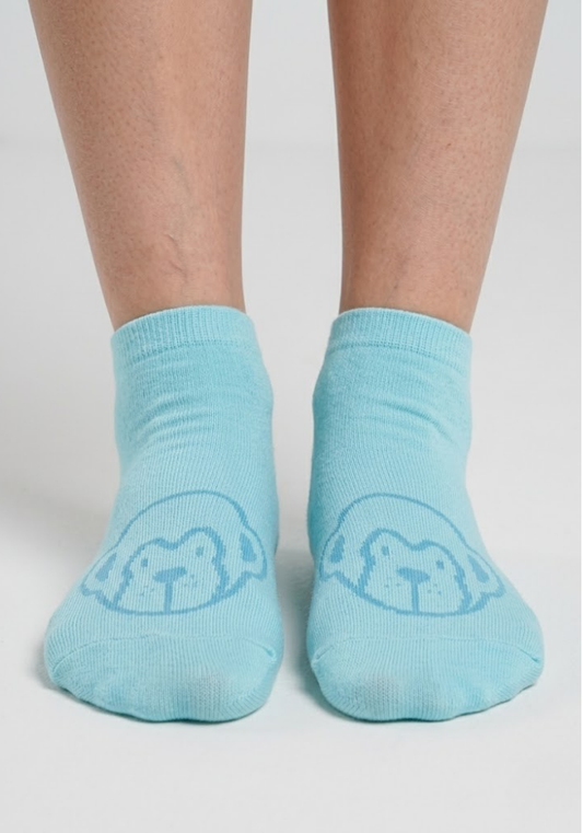 Aqua Sky Playful Motif Ankle Socks