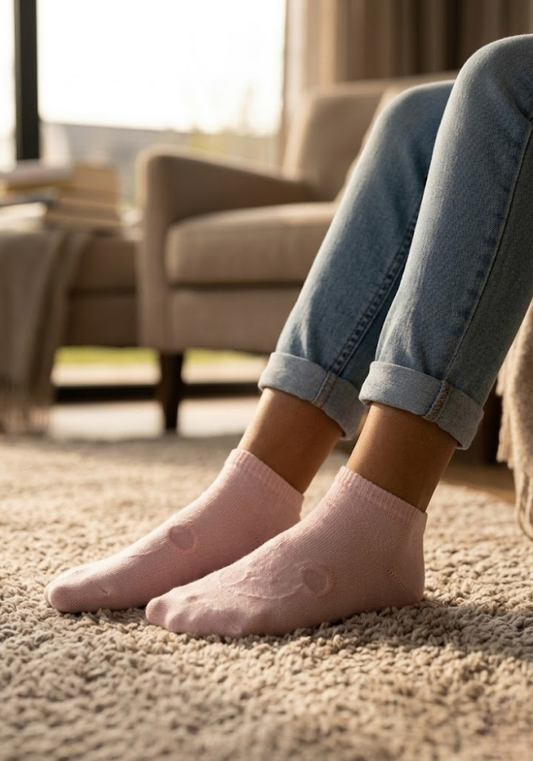Blush Petal Playful Motif Ankle Socks