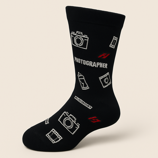Black Graphic Pattern Crew Socks