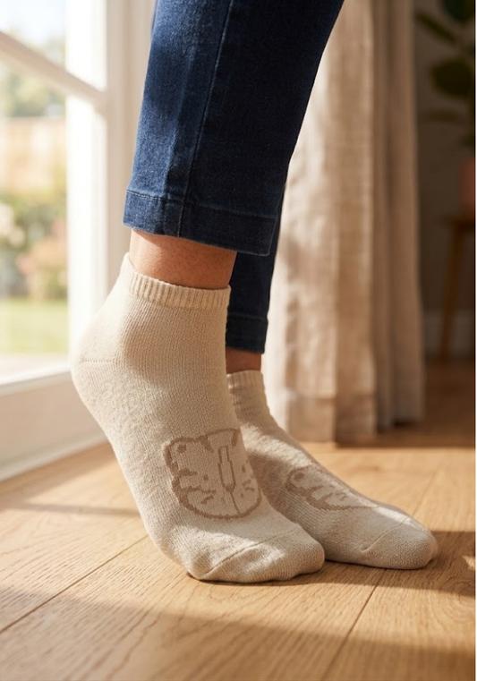 Seafoam Puppy Motif Ankle Socks