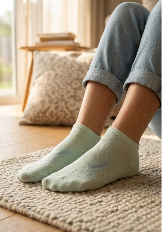 Mist Green Playful Motif Ankle Socks