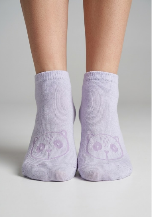 Lavender Panda Motif Ankle Socks