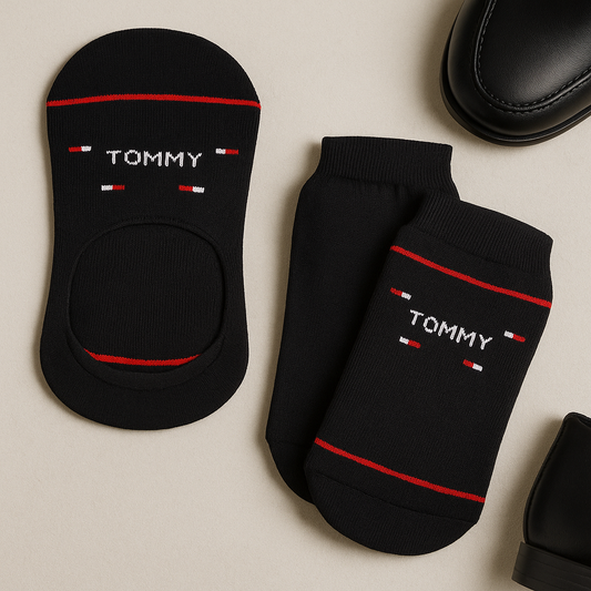 Black Tommy Footie Socks