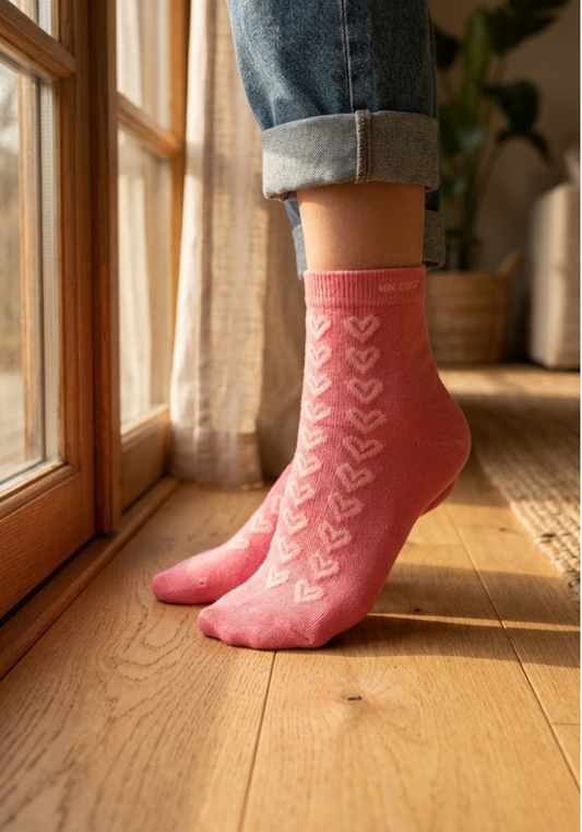 Rosewood Geometric Heart Crew Socks