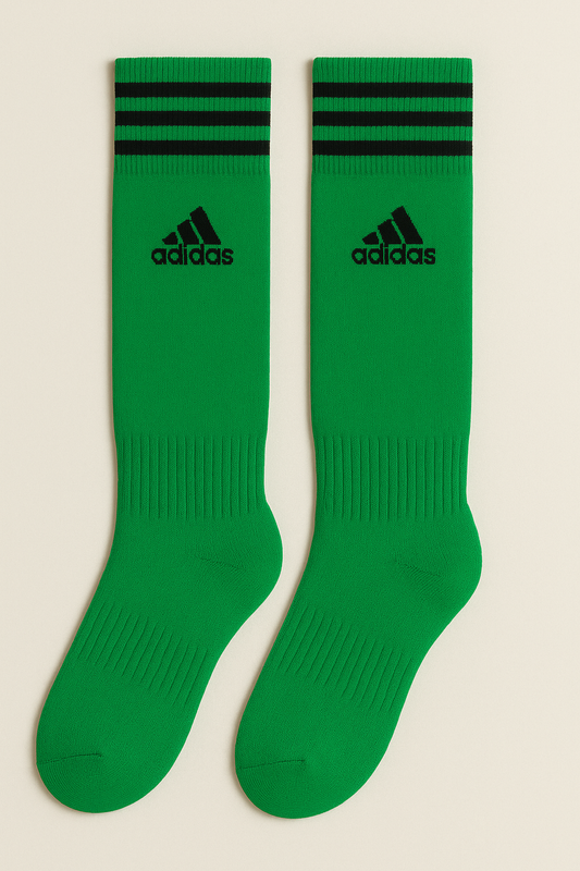 Adidas Green Soccer Socks with Black Stripes