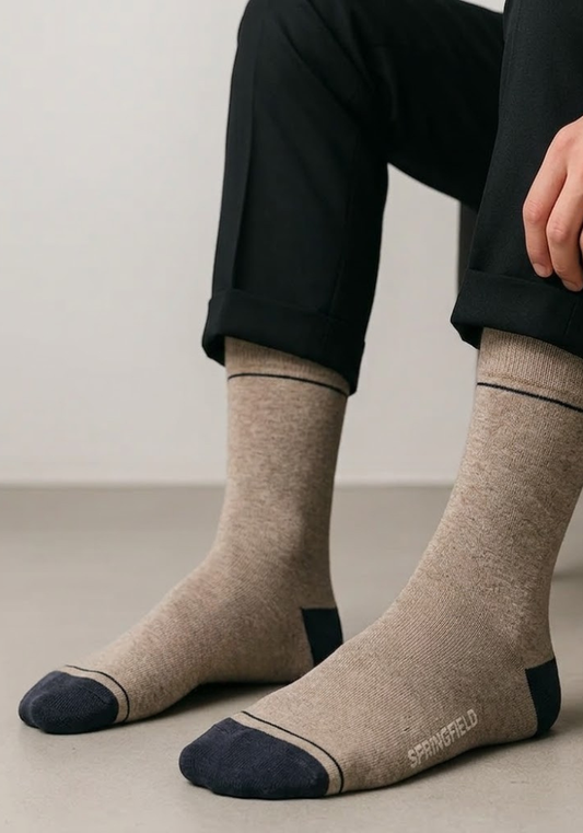 Sand Beige Heather Crew Socks