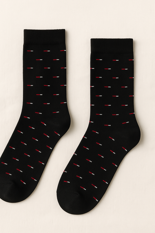 Black Patterned Dots Socks