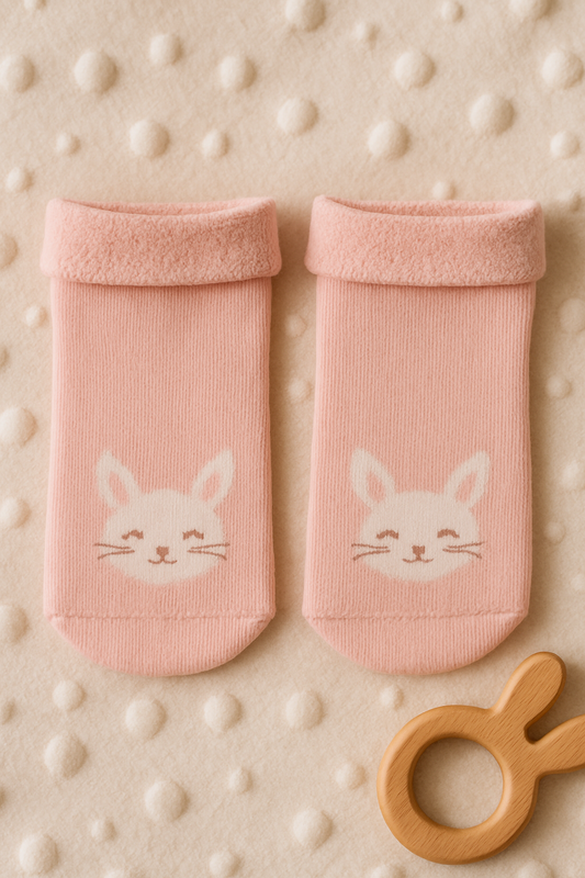 Pink Infant Socks with Bunny Face