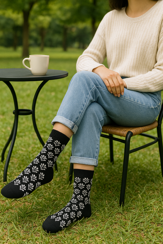 Elegant Contrast Floral Socks