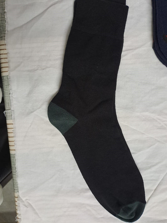 Classic Black Crew Socks with Forest Green Accents