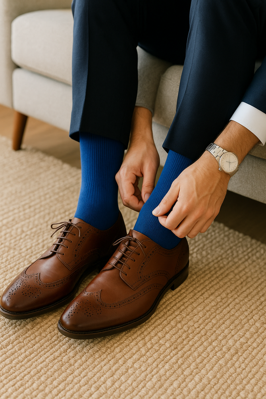 Blue Sporty Crew Socks