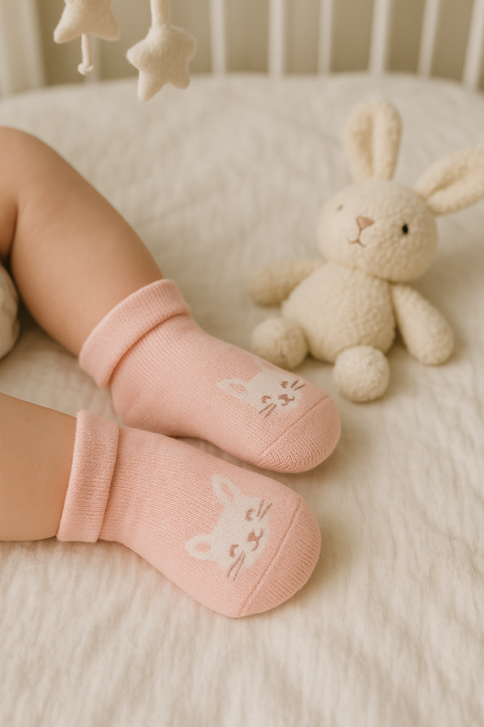 Pink Infant Socks with Bunny Face